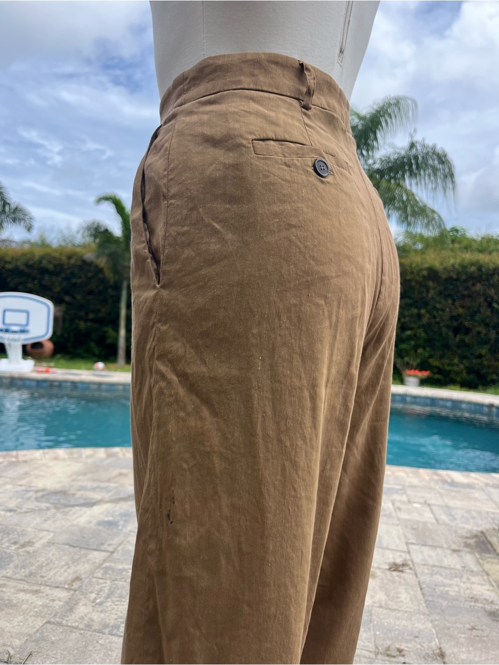 Piazza Sempione Brown Wide Leg Trousers IT 46 US 10 Made in Italy - Picture 5 of 12